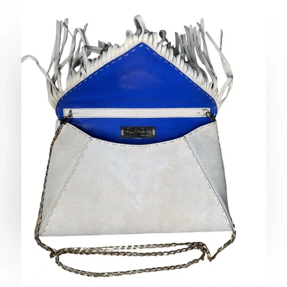 Tyler Ellis Lee Pouchet Cream Silk and Velvet small clutch